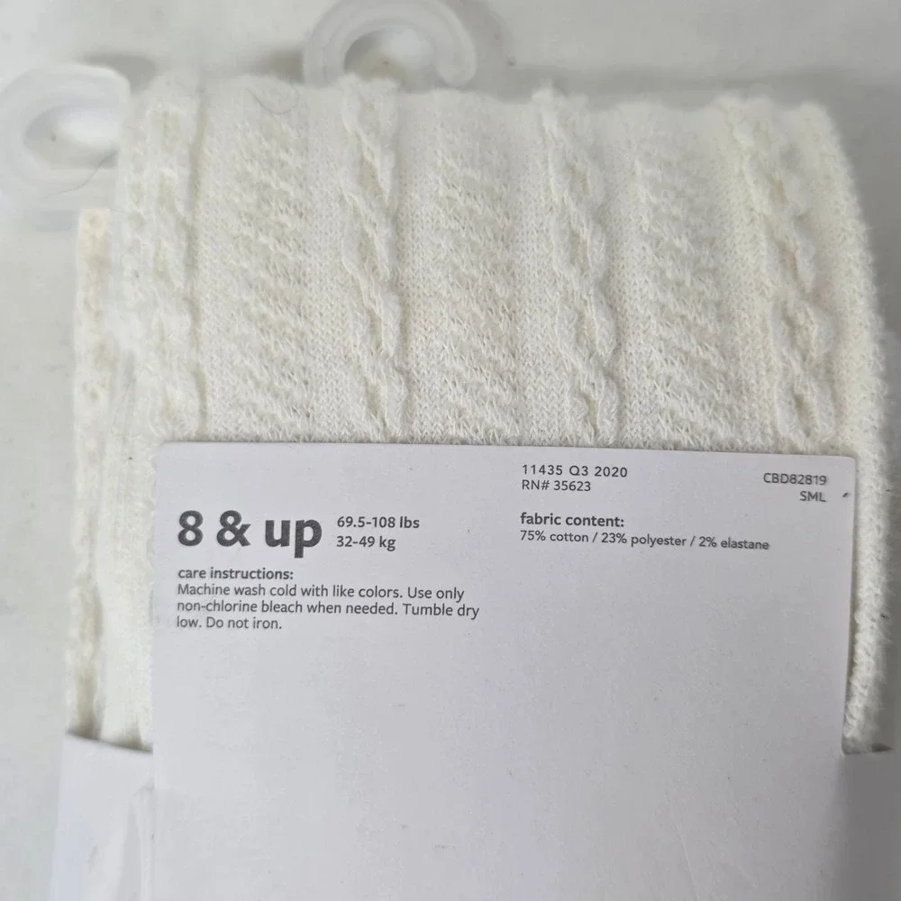 Carters Girls Ivory Cable Knit Tights Size 8 and Up Off White Pointelle 3J453410